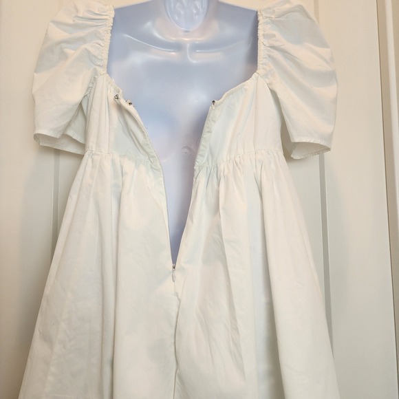 Abercrombie & Fitch White Puff Sleeve Tie Babydoll Dress S Cottagecore Fairy - Picture 5 of 10
